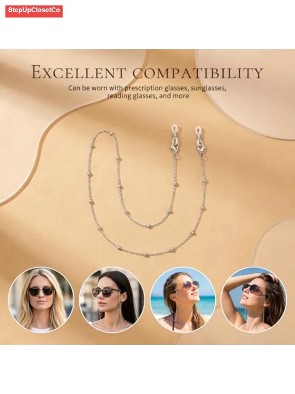Vintage Beaded Glasses Chain for Women, 3 Pack Eyeglass Necklace Holder Strap